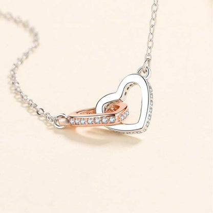 Double Heart Chain Necklace Women Crystal Linked Necklaces Mother'S Day Gift Mother and Daughter Jewelry