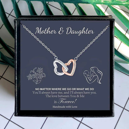 Double Heart Chain Necklace Women Crystal Linked Necklaces Mother'S Day Gift Mother and Daughter Jewelry